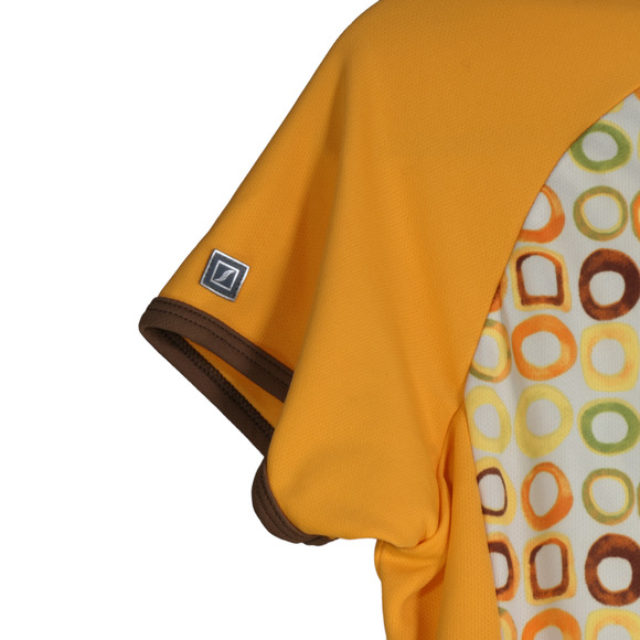 She Beest Orange Cycle Top Womens Medium Tee Shirt Active 1/2 Zip Bike Pockets - Picture 11 of 14